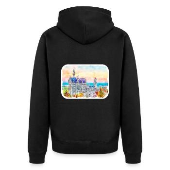 Allemagne Aquarelle Esquisse Dessinée à la main Illustration - Veste à capuche bio Premium Unisexe - noir - Dos - Nico (187cm)