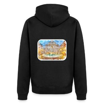 Rom Italien Aquarellskizze Gezeichnete Illustration - Unisex Premium Bio Zip Hoodie - Schwarz - Hinten - Nico (187cm)