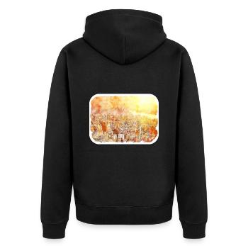 New York USA Aquarell Skizze Malerei Zeichnung - Unisex Premium Bio Zip Hoodie - Schwarz - Hinten - Nico (187cm)