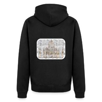Daten-keyword_name - Unisex Premium Bio Zip Hoodie - Schwarz - Hinten - Nico (187cm)