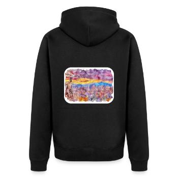 Madrid Spain Watercolor Sketch Drawn Painting - Unisex Premium Organic Zip Hoodie - black - Back - Nico (187cm)