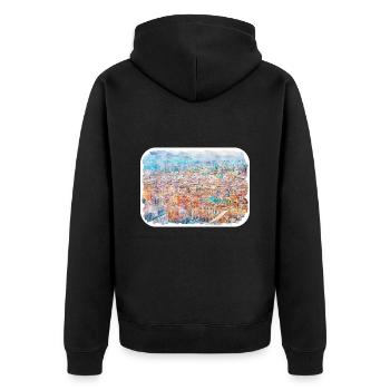 Bologne Italie Aquarelle Esquisse Illustration - Veste à capuche bio Premium Unisexe - noir - Dos - Nico (187cm)