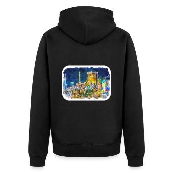 Illustration de croquis aquarelle Las Vegas USA - Veste à capuche bio Premium Unisexe - noir - Dos - Nico (187cm)