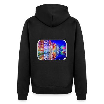 Amsterdam Netherlands Watercolor Sketch Drawing - Unisex Premium Organic Zip Hoodie - black - Back - Nico (187cm)