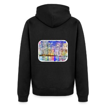 Dubai Uae Watercolor Sketch Hand Drawn Painting - Unisex Premium Organic Zip Hoodie - black - Back - Nico (187cm)