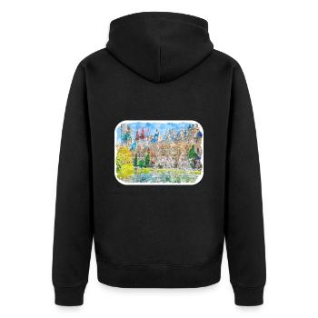 Niederlande Aquarell Skizze gezeichnete Illustration - Unisex Premium Bio Zip Hoodie - Schwarz - Hinten - Nico (187cm)