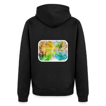 Esquisse d’aquarelle de Chine Illustration dessinée à la main - Veste à capuche bio Premium Unisexe - noir - Dos - Nico (187cm)