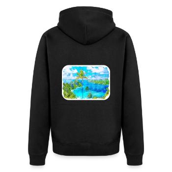 Indonésie Aquarelle Esquisse Dessinée à la Main Peinture - Veste à capuche bio Premium Unisexe - noir - Dos - Nico (187cm)