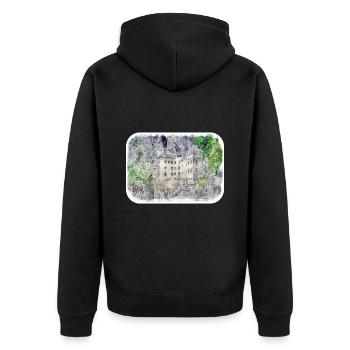 Europa Aquarellskizze Handgezeichnete Illustration - Unisex Premium Bio Zip Hoodie - Schwarz - Hinten - Nico (187cm)