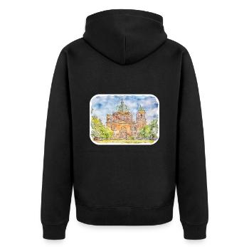 Allemagne Aquarelle Esquisse Dessinée à la main Illustration - Veste à capuche bio Premium Unisexe - noir - Dos - Nico (187cm)