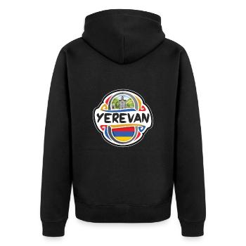 Jerewan Armenien Flagge Abzeichen Reise Souvenir Briefmarke - Unisex Premium Bio Zip Hoodie - Schwarz - Hinten - Nico (187cm)