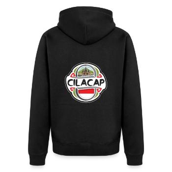 Cilacap Indonesien Flagge Abzeichen Reise Souvenir Stempel - Unisex Premium Bio Zip Hoodie - Schwarz - Hinten - Nico (187cm)
