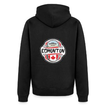 Edmonton Canada Flag Badge Travel Souvenir Stamp - Unisex Premium Organic Zip Hoodie - black - Back - Nico (187cm)