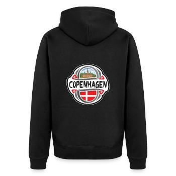 Copenhague Danemark Drapeau Voyage Souvenir Badge Stam - Veste à capuche bio Premium Unisexe - noir - Dos - Nico (187cm)