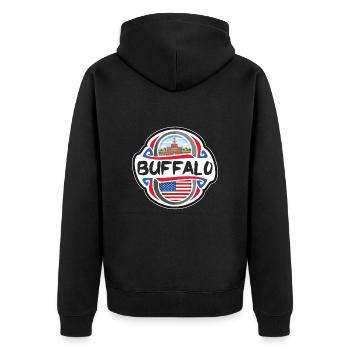 Buffalo USA Drapeau des États-Unis Souvenir de voyage Bad - Veste à capuche bio Premium Unisexe - noir - Dos - Nico (187cm)