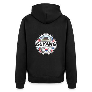Goyang Südkorea Flagge Reise Souvenir Abzeichen Stam - Unisex Premium Bio Zip Hoodie - Schwarz - Hinten - Nico (187cm)