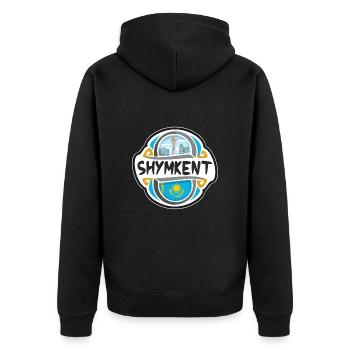 Shymkent Kazakhstan Flag Travel Souvenir Badge Sta - Unisex Premium Organic Zip Hoodie - black - Back - Nico (187cm)