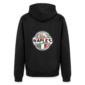 Neapel Italien Flagge Abzeichen Reise Souvenir Stempel - Unisex Premium Bio Zip Hoodie - Schwarz - Hinten - Nico (187cm)