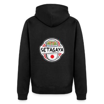Setagaya Japan Flagge Abzeichen Reise Souvenir Stempel - Unisex Premium Bio Zip Hoodie - Schwarz - Hinten - Nico (187cm)