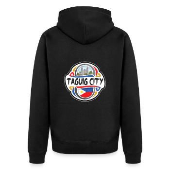 Taguig City Philippines Drapeau Voyage Souvenir Badge - Veste à capuche bio Premium Unisexe - noir - Dos - Nico (187cm)