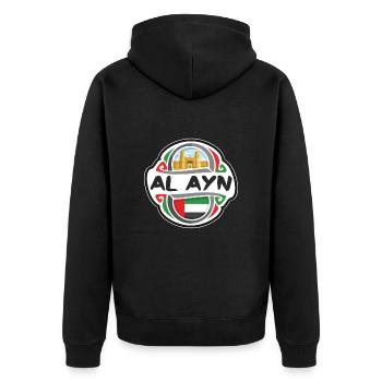 Al Ayn VAE Vereinigte Arabische Emirate Flagge Reisesouven - Unisex Premium Bio Zip Hoodie - Schwarz - Hinten - Nico (187cm)