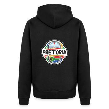 Pretoria South Africa Flag Travel Souvenir Badge S - Unisex Premium Organic Zip Hoodie - black - Back - Nico (187cm)