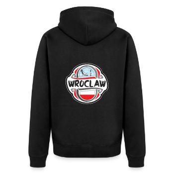Breslau Polen Flagge Abzeichen Reise Souvenir Stempel - Unisex Premium Bio Zip Hoodie - Schwarz - Hinten - Nico (187cm)