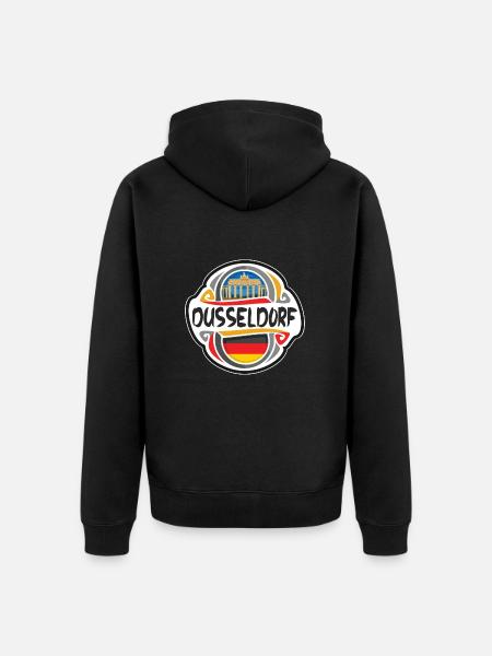 Dusseldorf Tyskland Flagg Reise Souvenir Badge Stam - Premium økologisk unisex-hættejakke - sort