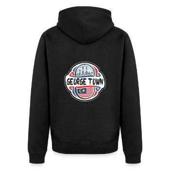 George Town Malaysia Flagge Reise Souvenir Badge St - Unisex Premium Bio Zip Hoodie - Schwarz - Hinten - Nico (187cm)