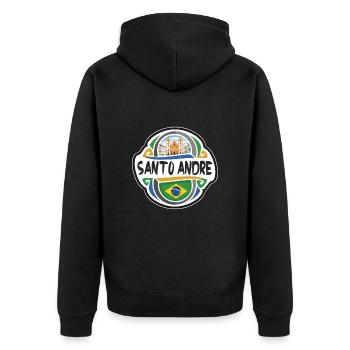 Santo Andre Brasilien Flagge Reise Souvenir Abzeichen Stam - Unisex Premium Bio Zip Hoodie - Schwarz - Hinten - Nico (187cm)
