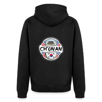 Ch'onan Südkorea Flagge Reise Souvenir Abzeichen Sta - Unisex Premium Bio Zip Hoodie - Schwarz - Hinten - Nico (187cm)