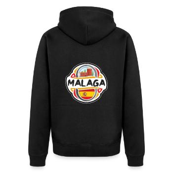 Malaga Spanien Flagge Abzeichen Reise Souvenir Stempel - Unisex Premium Bio Zip Hoodie - Schwarz - Hinten - Nico (187cm)