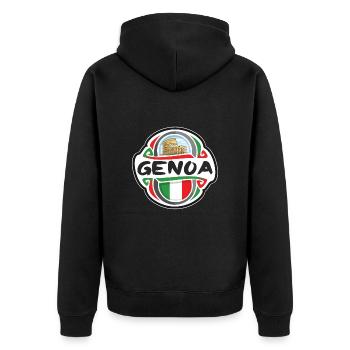 Gênes Italie Drapeau Badge Voyage Souvenir Timbre - Veste à capuche bio Premium Unisexe - noir - Dos - Nico (187cm)