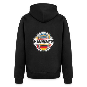 Hannover Deutschland Flaggenabzeichen Reise Souvenir Briefmarke - Unisex Premium Bio Zip Hoodie - Schwarz - Hinten - Nico (187cm)