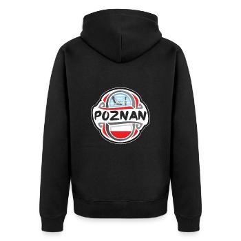 Poznan Poland Flag Badge Travel Souvenir Stamp - Unisex Premium Organic Zip Hoodie - black - Back - Nico (187cm)