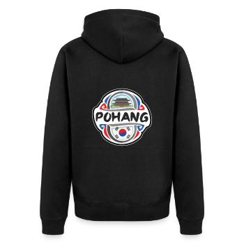 Pohang Südkorea Flagge Reise Souvenir Abzeichen Stam - Unisex Premium Bio Zip Hoodie - Schwarz - Hinten - Nico (187cm)