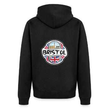 Bristol UK United Kingdom Flag Travel Souvenir Bad - Unisex Premium Organic Zip Hoodie - black - Back - Nico (187cm)