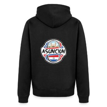 Asuncion Paraguay Flagge Abzeichen Reise Souvenir Briefmarke - Unisex Premium Bio Zip Hoodie - Schwarz - Hinten - Nico (187cm)