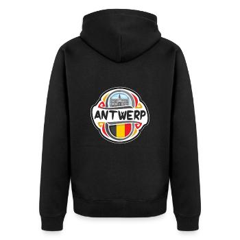 Antwerp Belgium Flag Badge Travel Souvenir Stamp - Unisex Premium Organic Zip Hoodie - black - Back - Nico (187cm)