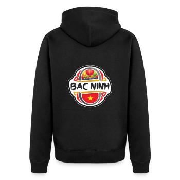 Bac Ninh Vietnam Flagge Abzeichen Reise Souvenir Stempel - Unisex Premium Bio Zip Hoodie - Schwarz - Hinten - Nico (187cm)