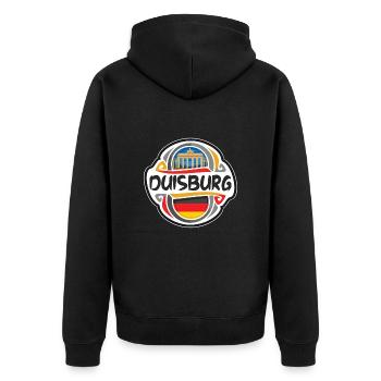 Duisburg Deutschland Flaggenabzeichen Reise Souvenir Briefmarke - Unisex Premium Bio Zip Hoodie - Schwarz - Hinten - Nico (187cm)