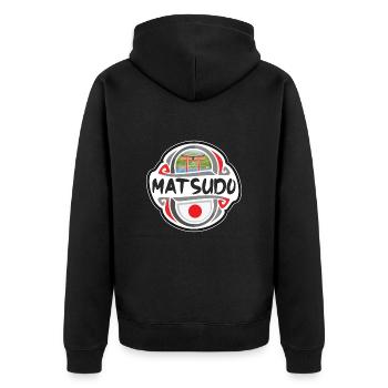 Matsudo Japan Flag Badge Travel Souvenir Stamp - Unisex Premium Organic Zip Hoodie - black - Back - Nico (187cm)