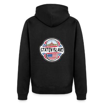 Staten Island USA United States Flag Travel Souven - Unisex Premium Organic Zip Hoodie - black - Back - Nico (187cm)