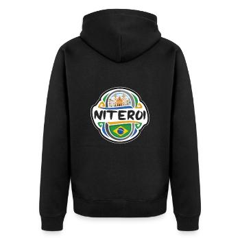 Niteroi Brésil Drapeau Badge Voyage Souvenir Timbre - Veste à capuche bio Premium Unisexe - noir - Dos - Nico (187cm)