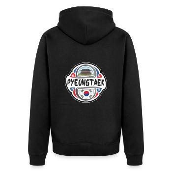 Pyeongtaek Südkorea Flagge Reise Souvenir Abzeichen - Unisex Premium Bio Zip Hoodie - Schwarz - Hinten - Nico (187cm)