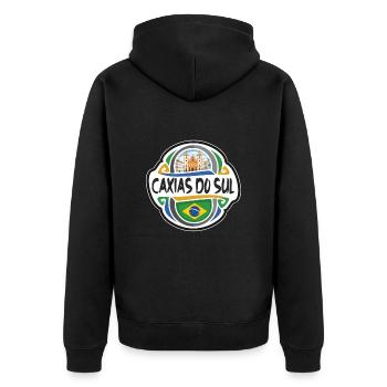 Caxias do Sul Brazil Flag Travel Souvenir Badge St - Unisex Premium Organic Zip Hoodie - black - Back - Nico (187cm)
