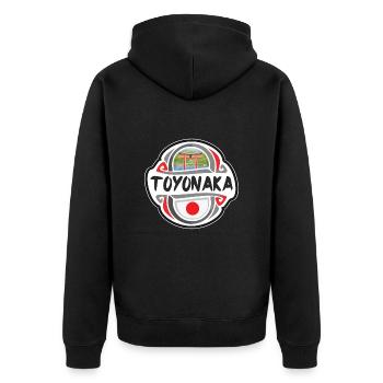 Toyonaka Japan Flag Badge Travel Souvenir Stamp - Unisex Premium Organic Zip Hoodie - black - Back - Nico (187cm)
