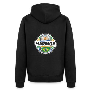 Maringa Brésil Drapeau Badge Voyage Souvenir Timbre - Veste à capuche bio Premium Unisexe - noir - Dos - Nico (187cm)