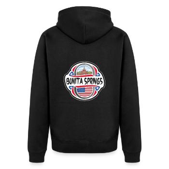 Bonita Springs Vereinigte Staaten Flagge Reise Souve - Unisex Premium Bio Zip Hoodie - Schwarz - Hinten - Nico (187cm)