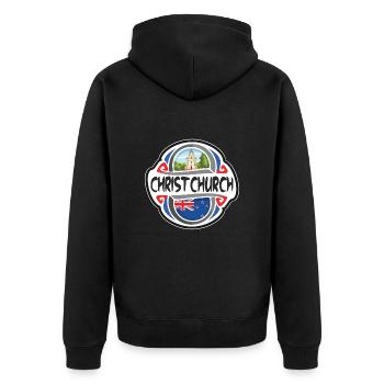 Christchurch Drapeau néo-zélandais Souvenir de voyage Badg - Veste à capuche bio Premium Unisexe - noir - Dos - Nico (187cm)